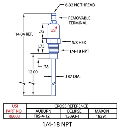 13093-1 Flame Rod 12in - #R6003
