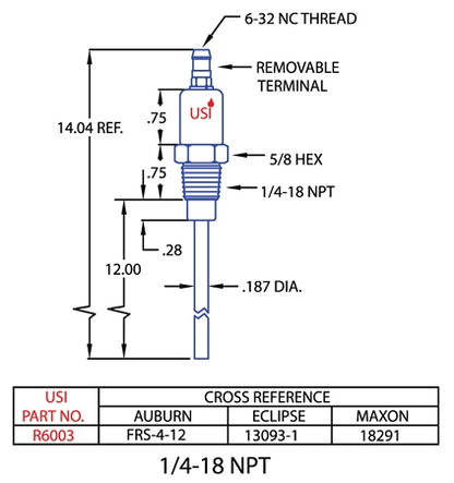 13093-1 Flame Rod 12in - #R6003